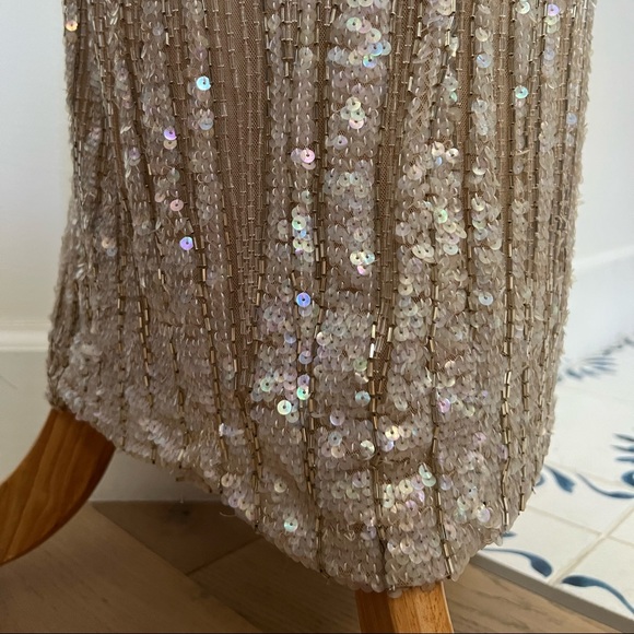 1990 Bob Mackie Boutique nude, silver beads & shiny sequin gown dress - Picture 8 of 16